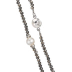 Collier Roestvrijstaal Kristal Grijs zoetwater Parel 6.5-7 mm 43 cm