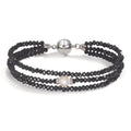 Armband Roestvrijstaal Kristal zwart zoetwater Parel 7-7.5 mm