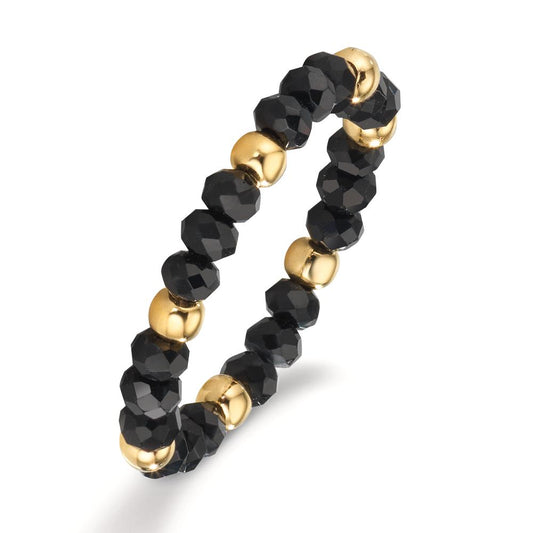 Ring Roestvrijstaal Kristal zwart, 3 mm Geel IP-gecoat