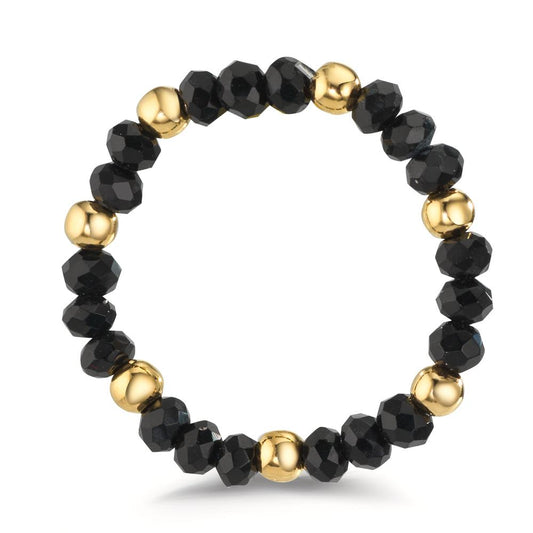 Ring Roestvrijstaal Kristal zwart, 3 mm Geel IP-gecoat