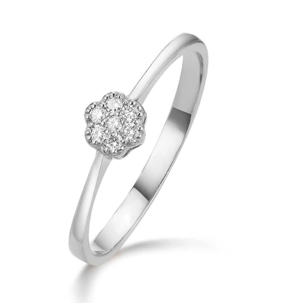 Ring 750/18K witgoud Diamant 0.06 ct, 7 Steen, w-si