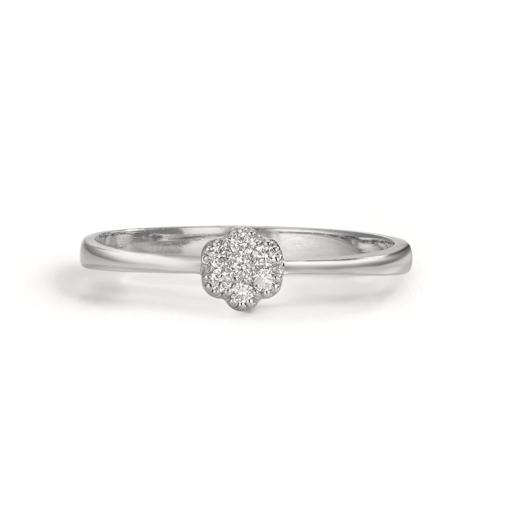 Ring 750/18K witgoud Diamant 0.06 ct, 7 Steen, w-si
