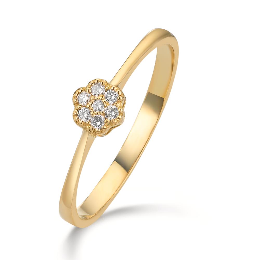 Ring 750/18K geel goud Diamant 0.06 ct, 7 Steen, w-si