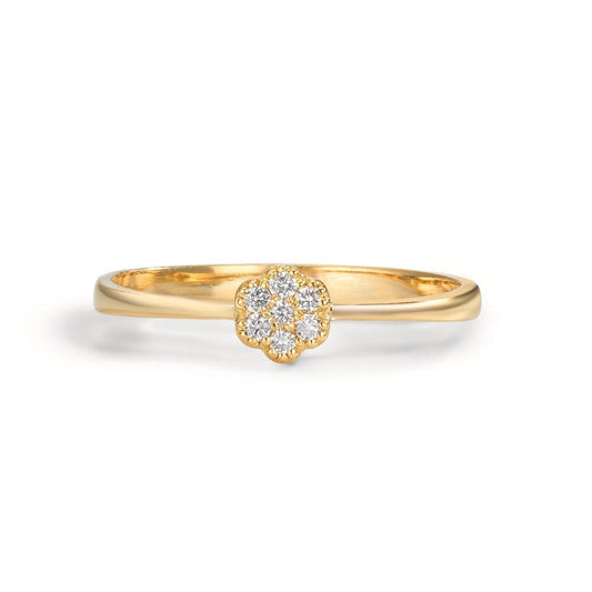 Ring 750/18K geel goud Diamant 0.06 ct, 7 Steen, w-si