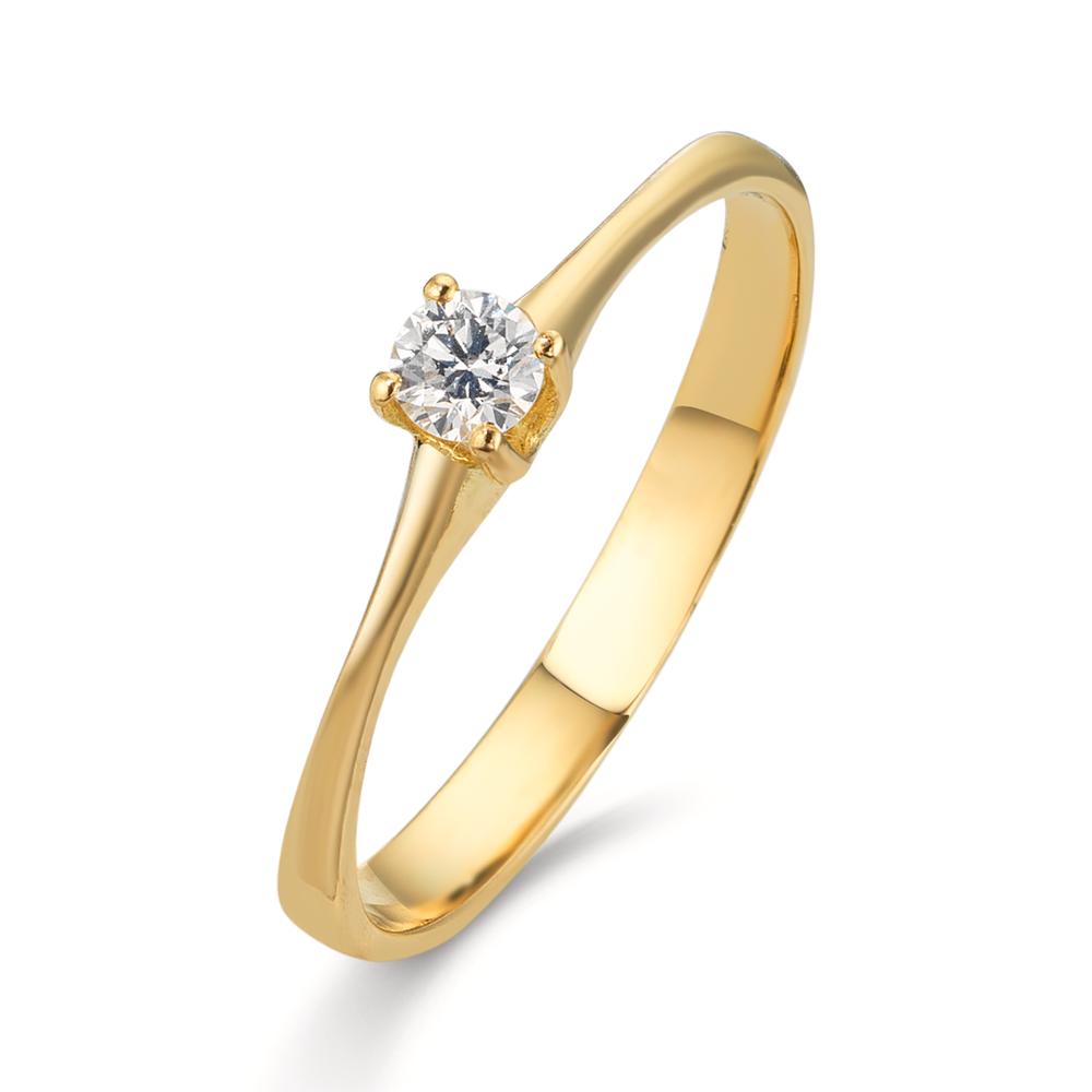 Solitaire ring 750/18K geel goud Diamant 0.09 ct, w-si