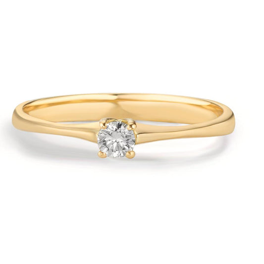 Solitaire ring 750/18K geel goud Diamant 0.09 ct, w-si