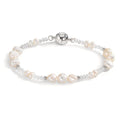 Armband Roestvrijstaal Kristal wit zoetwater Parel wit
