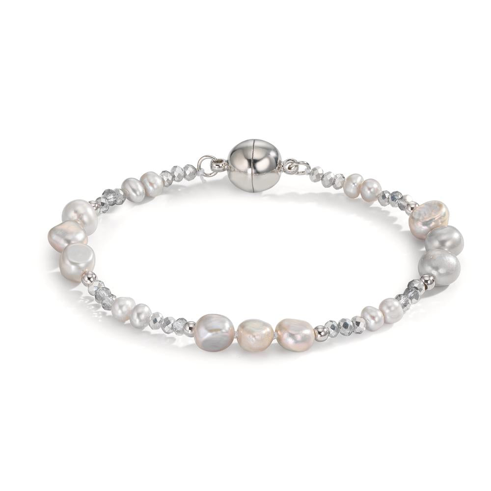 Armband Roestvrijstaal Kristal Grijs zoetwater Parel Grijs