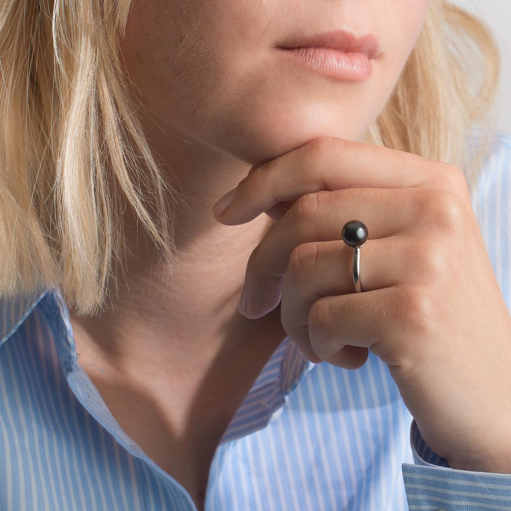 Ring Zilver Gerhodineerd Tahiti Parel 8-9 mm