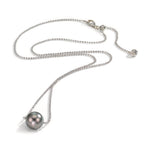 Collier Zilver Gerhodineerd Tahiti Parel, 10 mm 38-50 cm