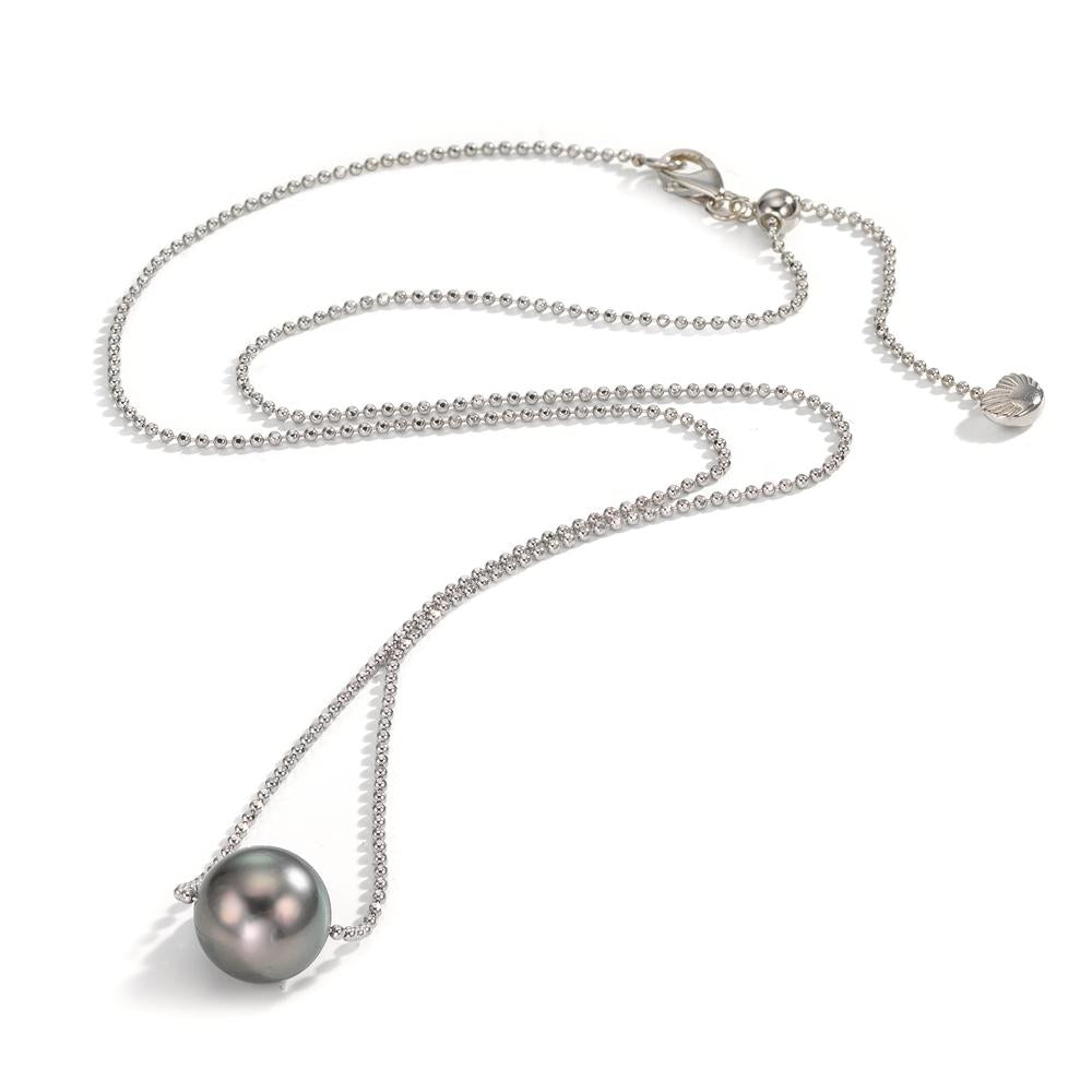 Collier Zilver Gerhodineerd Tahiti Parel, 10 mm 38-50 cm