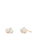 Oorknoppen 375/9K geel goud zoetwater Parel, 6 Parels 2-4 mm