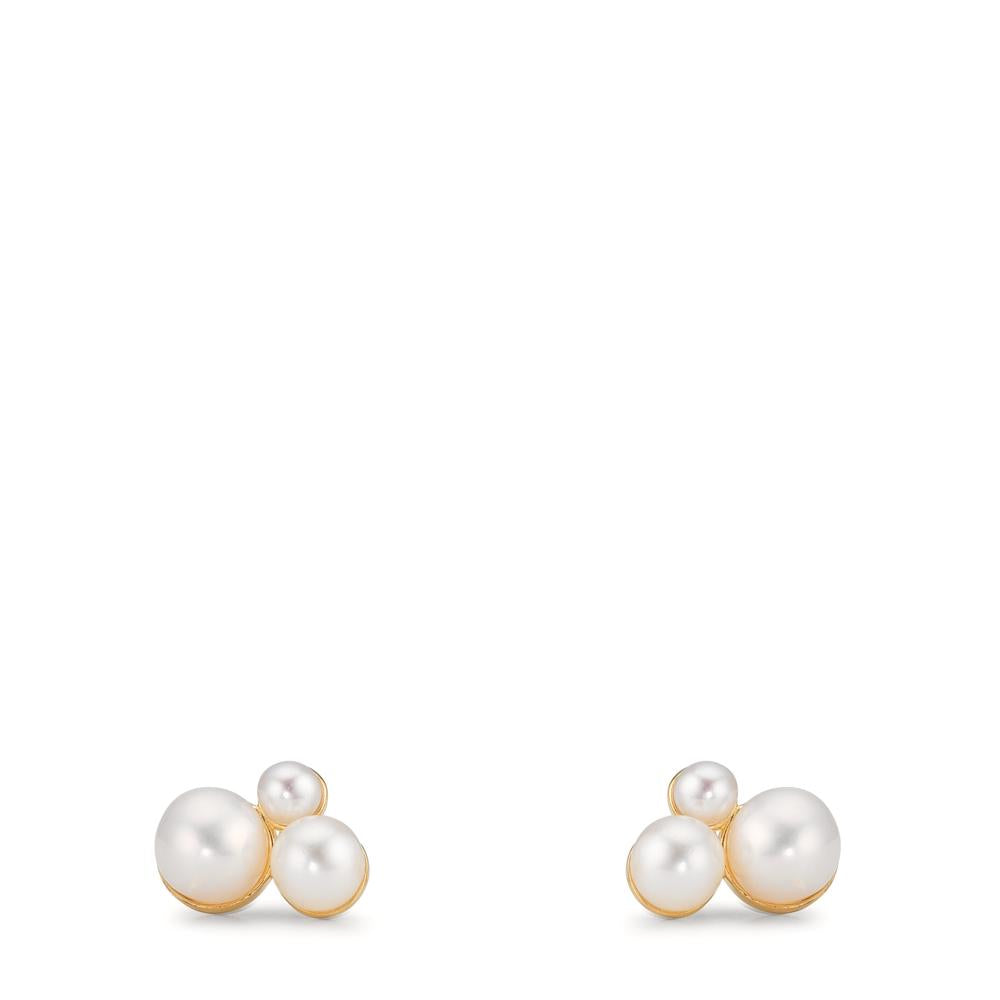 Oorknoppen 375/9K geel goud zoetwater Parel, 6 Parels 2-4 mm