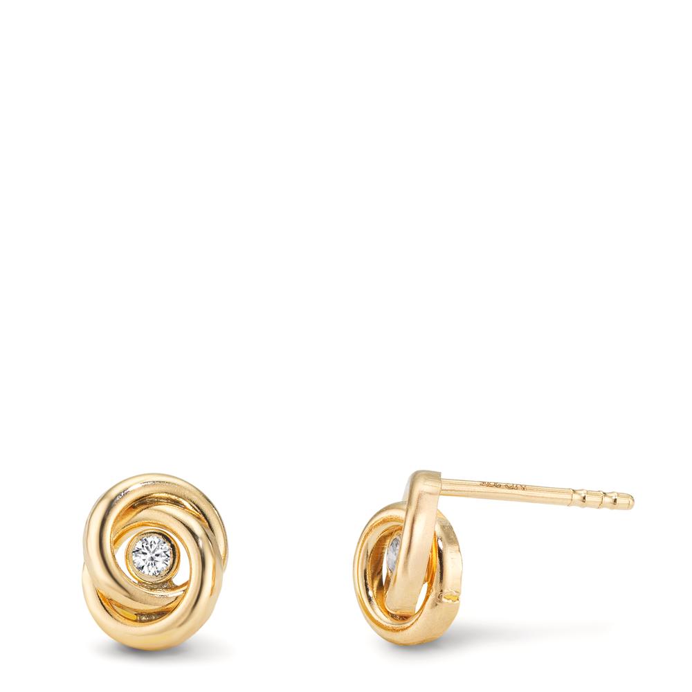 Oorknoppen 375/9K geel goud Zirkonia 2 Steen Ø7 mm