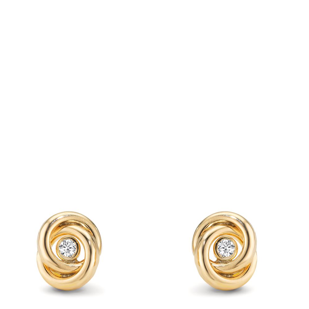 Oorknoppen 375/9K geel goud Zirkonia 2 Steen Ø7 mm