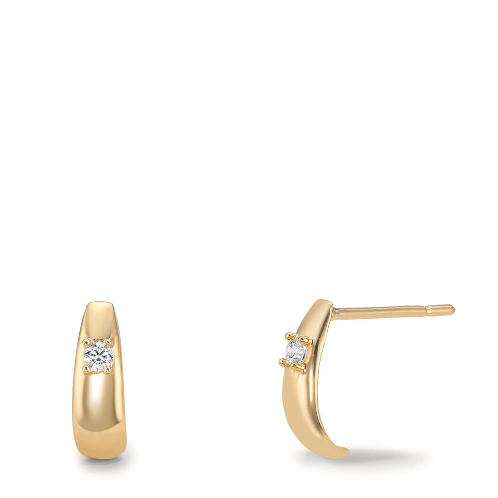 Oorbellen 375/9K geel goud Zirkonia 2 Steen