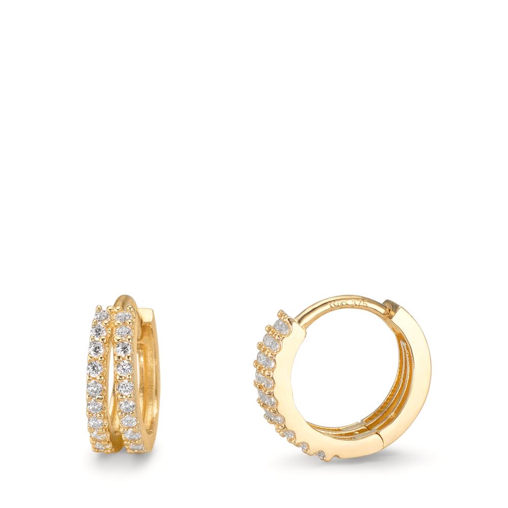 Scharnier oorringen creolen 375/9K geel goud Zirkonia 36 Steen