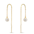 Doortrek oorbellen 375/9K geel goud zoetwater Parel, 2 Parels 5-5.5 mm