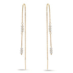 Doortrek oorbellen 375/9K geel goud zoetwater Parel, 12 Parels, 2.5 mm