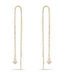 Doortrek oorbellen 375/9K geel goud zoetwater Parel, 4 Parels 2.5-4 mm