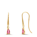 Oorbellen 375/9K geel goud Topaas roze, 2 Steen