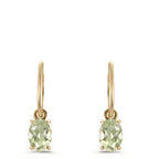 Oorringen creolen met hanger 375/9K geel goud Amethist groente, 2 Steen