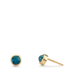 Oorknoppen 375/9K geel goud Londen blauw Topaas 2 Steen Ø5 mm