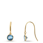 Oorbellen 375/9K geel goud Zirkonia Lichtblauw, 2 Steen