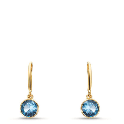 Oorbellen 375/9K geel goud Zirkonia Lichtblauw, 2 Steen