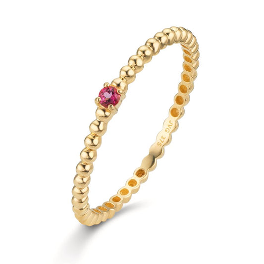 Ring 375/9K geel goud Topaas roze