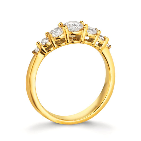 Ring Roestvrijstaal Zirkonia wit, 7 Steen Geel IP-gecoat