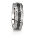 Partnerring Roestvrijstaal, Carbon Zirkonia wit, 6 Steen