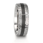 Partnerring Roestvrijstaal, Carbon Zirkonia wit, 6 Steen