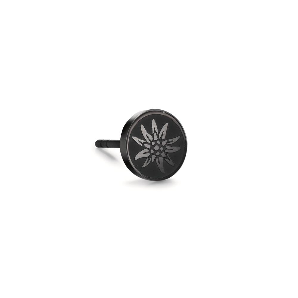 Oorknop 1 stuk Roestvrijstaal Zwart IP-gecoat Edelweiss Ø8 mm