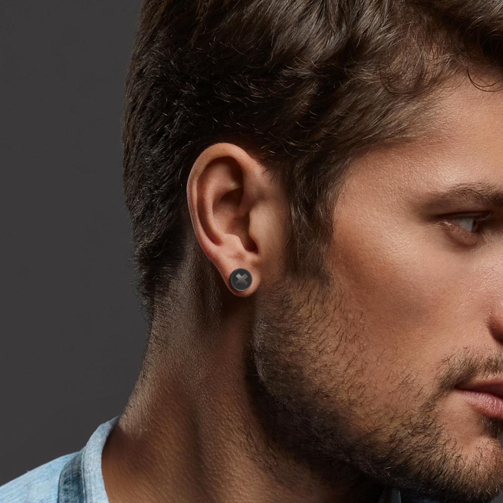 Oorknop 1 stuk Roestvrijstaal Zwart IP-gecoat Ø8 mm