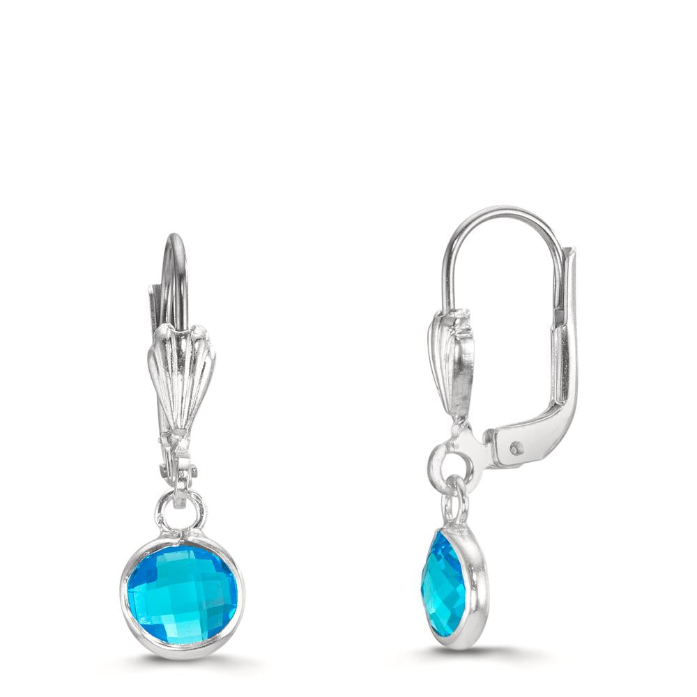 Oorbellen Anti-allergisch Kristal blauw, 2 Steen, 6 mm