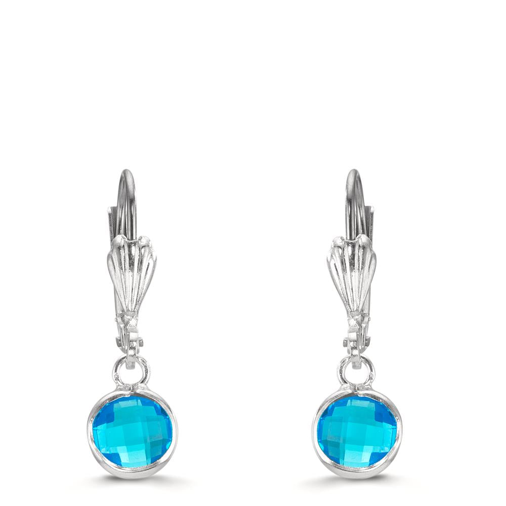 Oorbellen Anti-allergisch Kristal blauw, 2 Steen, 6 mm