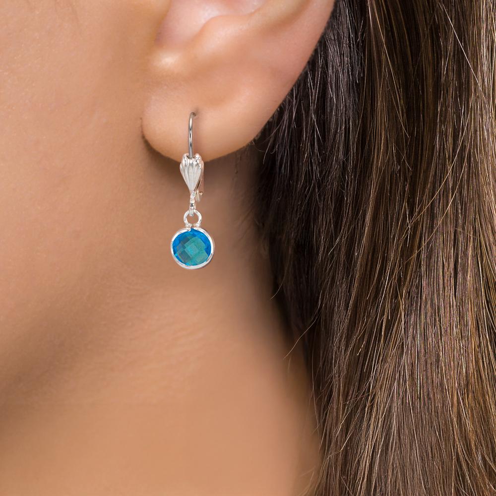 Oorbellen Anti-allergisch Kristal blauw, 2 Steen, 6 mm