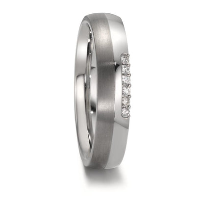 Partnerring Roestvrijstaal, Titanium Diamant 0.09 ct, 6 Steen, w-si