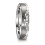 Partnerring Roestvrijstaal, Titanium Diamant 0.045 ct, 3 Steen, w-si