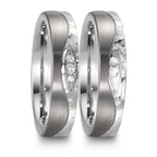 Partnerring Roestvrijstaal, Titanium Diamant 0.045 ct, 3 Steen, w-si