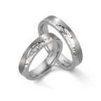 Partnerring Roestvrijstaal, Titanium Diamant 0.045 ct, 3 Steen, w-si