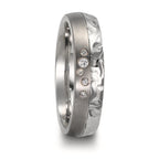 Partnerring Roestvrijstaal, Titanium Diamant 0.05 ct, 5 Steen, w-si