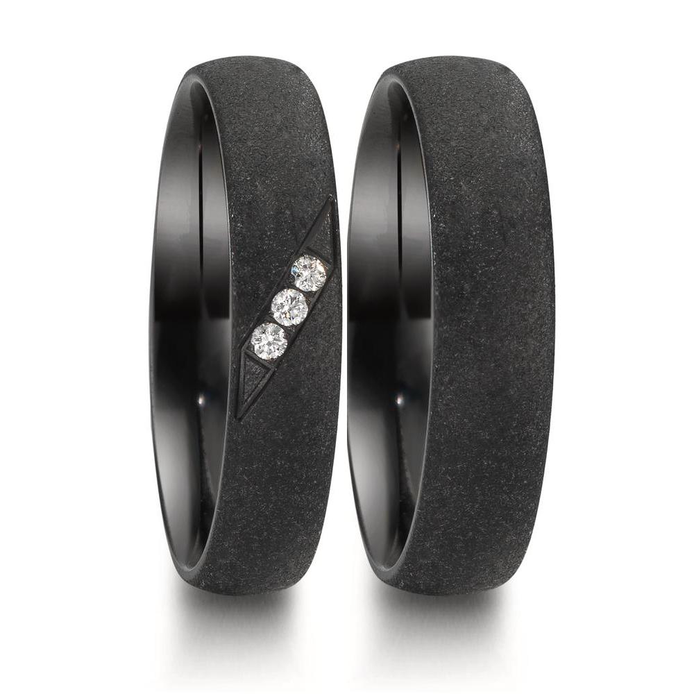 Partnerring Zirkonium Diamant 0.045 ct, 3 Steen, w-si