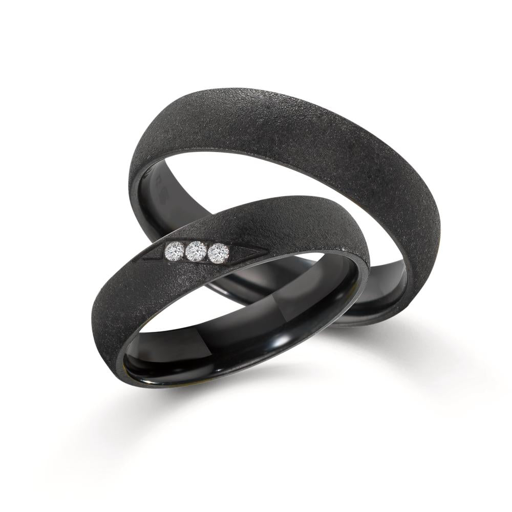 Partnerring Zirkonium Diamant 0.045 ct, 3 Steen, w-si