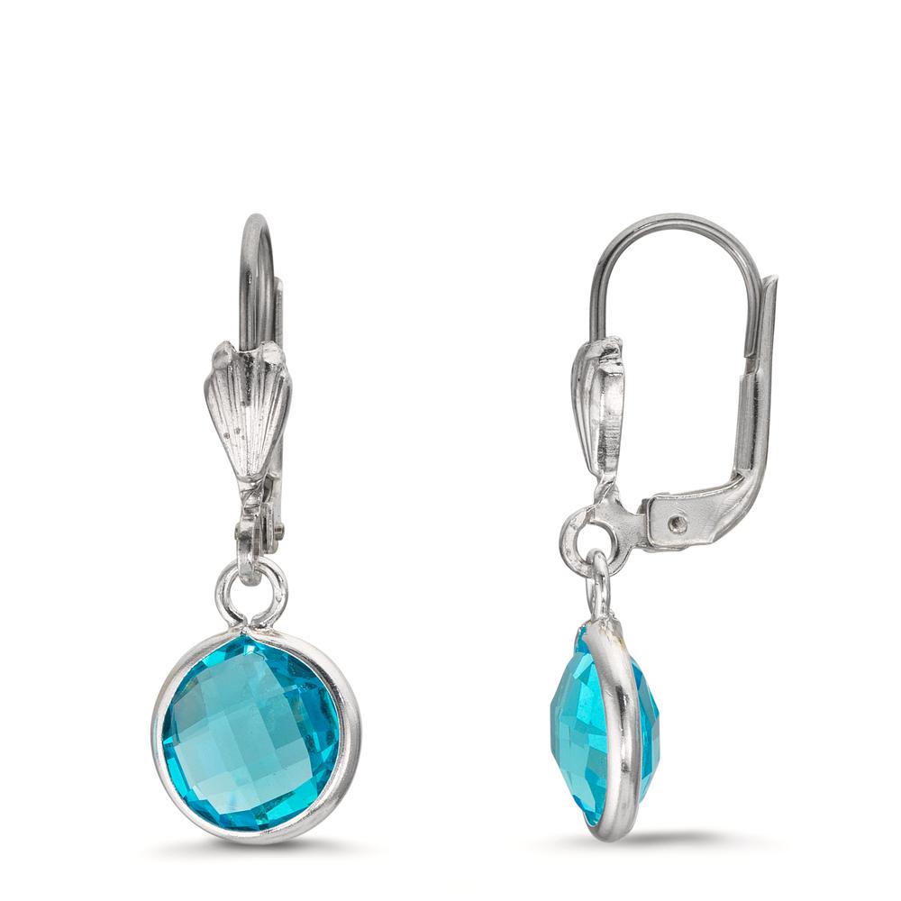 Oorbellen Anti-allergisch Zirkonia aquatisch, 2 Steen, 8 mm