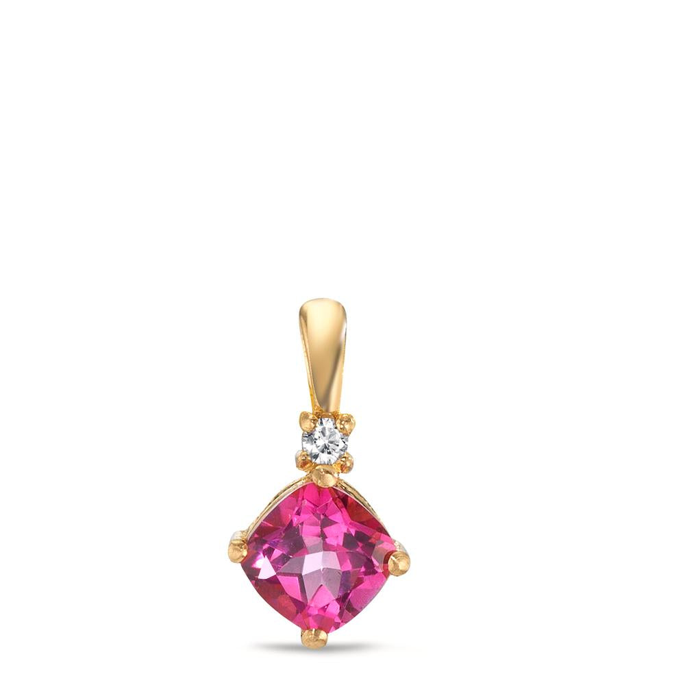 Hanger 750/18K geel goud Topaas roze, Topaas wit Ø6.5 mm