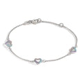 Armband Zilver Zirkonia kleurrijk Gerhodineerd Hart 14-16 cm