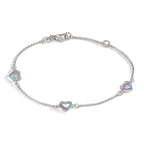 Armband Zilver Zirkonia kleurrijk Gerhodineerd Hart 14-16 cm
