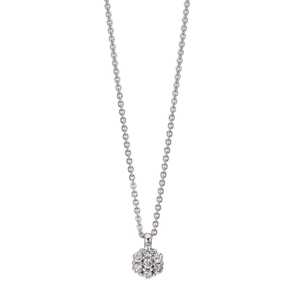 Collier Zilver Zirkonia 7 Steen Gerhodineerd Bloem 38 cm